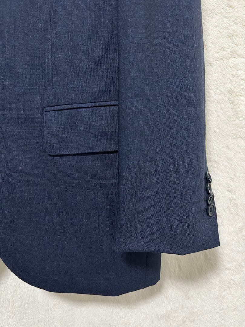 【新品】ロロピアーナ生地 メンズ スーツ AB6 LL ブルーグレー チェック柄