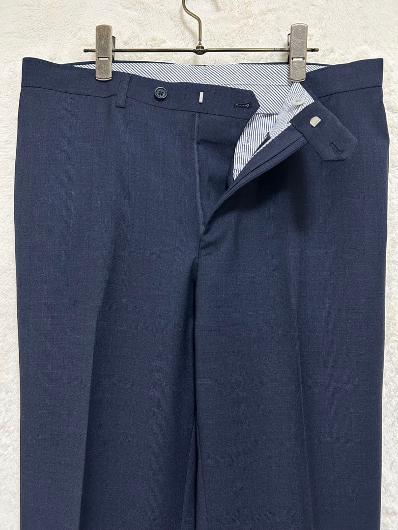 【新品】ロロピアーナ生地 メンズ スーツ AB6 LL ブルーグレー チェック柄