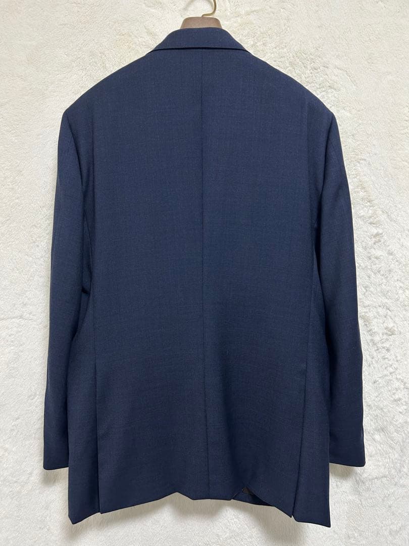 【新品】ロロピアーナ生地 メンズ スーツ AB6 LL ブルーグレー チェック柄