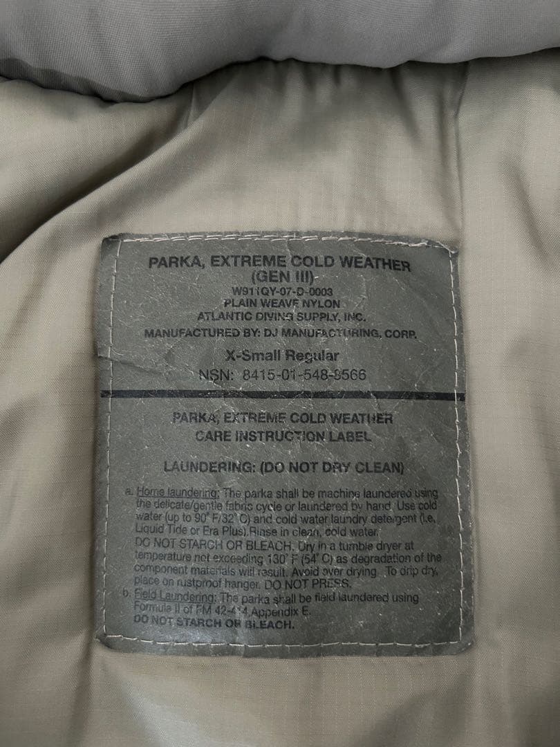 レベル7 ecwcs gen3 xs 米軍実物 ミリタリー