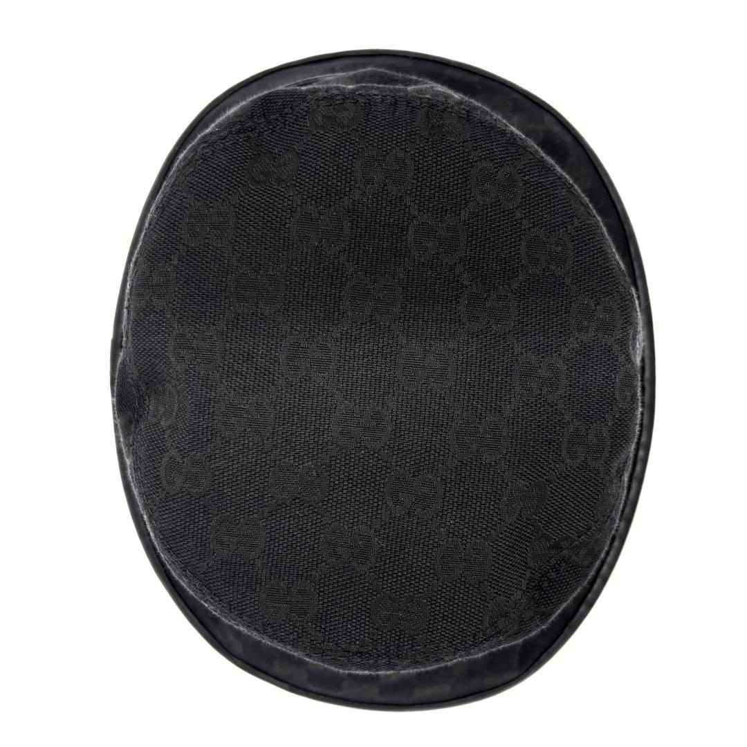 美品 グッチ バケットハット GGマーモント キャンバス レザー ユニセックス