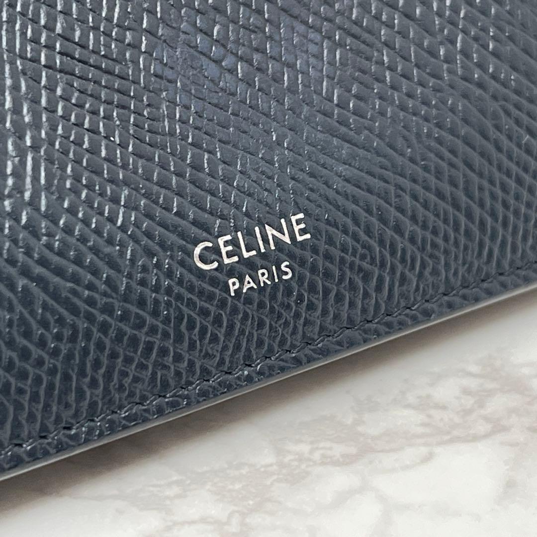 セリーヌ バイフォールドカードホルダー 折り財布 ネイビーブルー CELINE