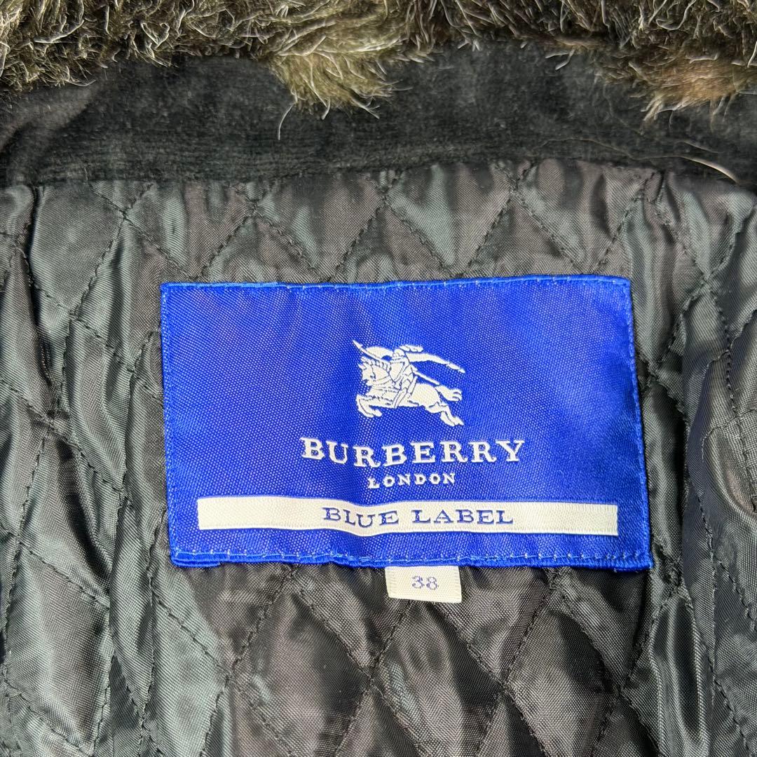 バーバリーブルーレーベル エコファー キルティング コーデュロイ ロングコート