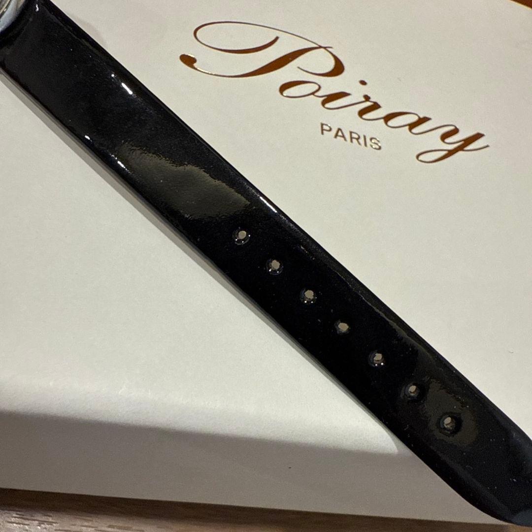 Poiray 腕時計 クォーツ ホワイトダイヤル ブラックレザー