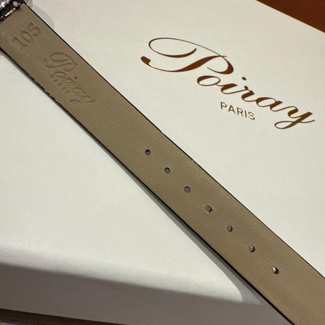 Poiray 腕時計 クォーツ ホワイトダイヤル ブラックレザー