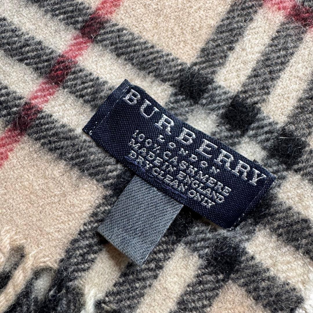 カシミヤ100 バーバリーロンドン　ノバチェック　マフラー　ストール　ベージュ