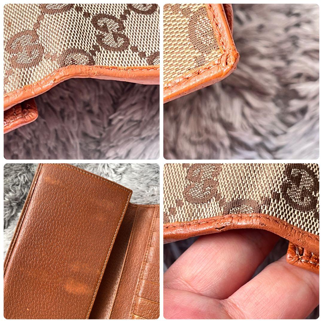 GUCCI✨長財布　GGキャンバス Wホック オレンジブラウン　レディース
