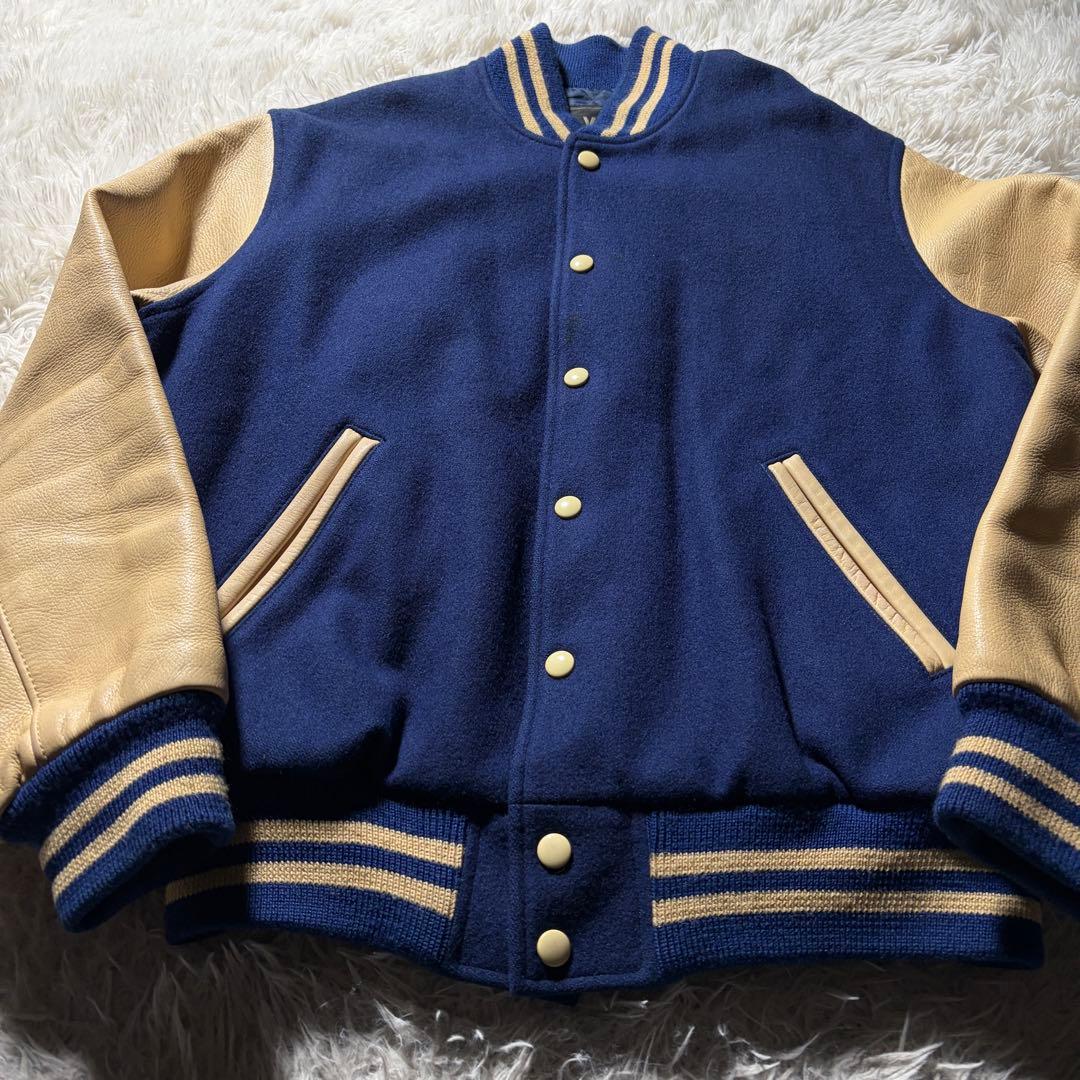 希少カラー■VAN JACKET スタジャン　袖レザー　アーチロゴ　L