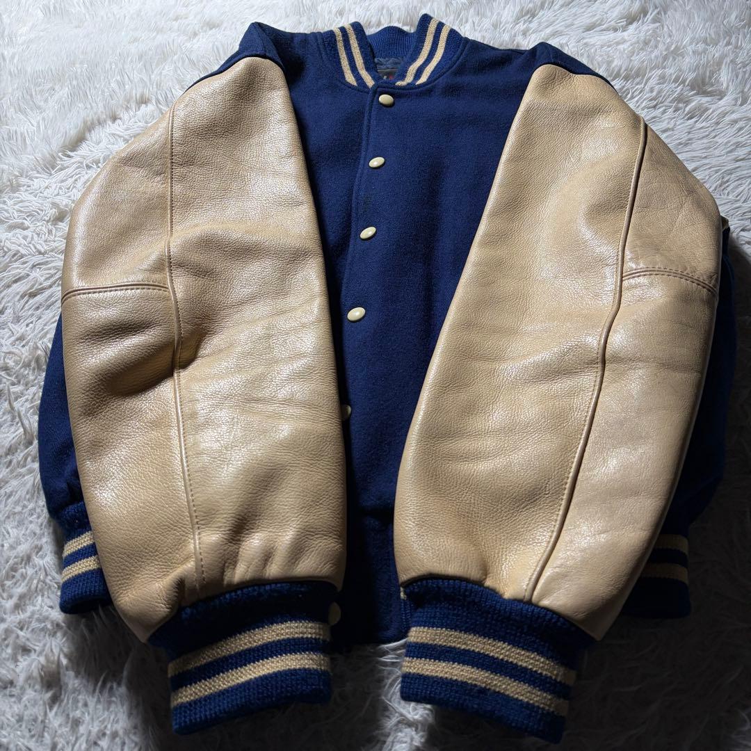 希少カラー■VAN JACKET スタジャン　袖レザー　アーチロゴ　L