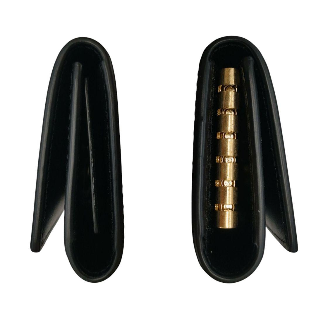 サンローラン　6連キーケース　ブラック　ゴールド金具　ロゴ