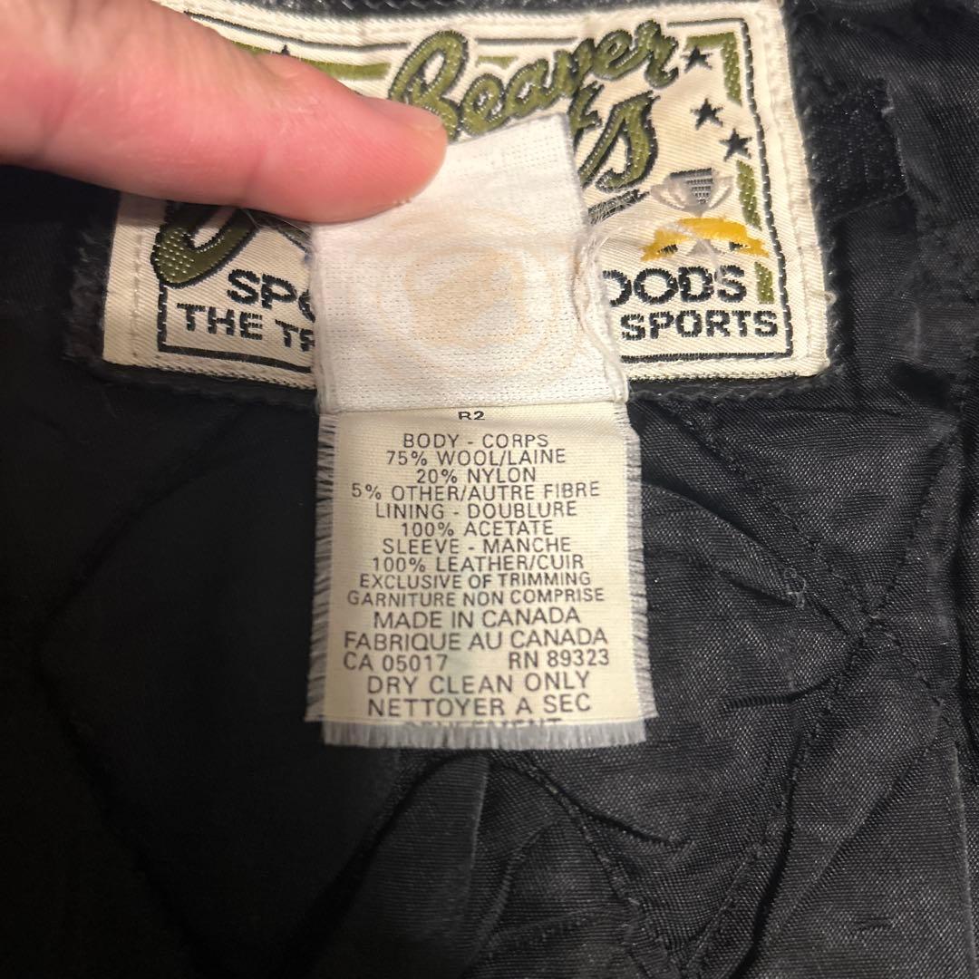 スタジャン　NHL ニューヨークレンジャーズ　ビーバールーツ　カナダ製　袖革