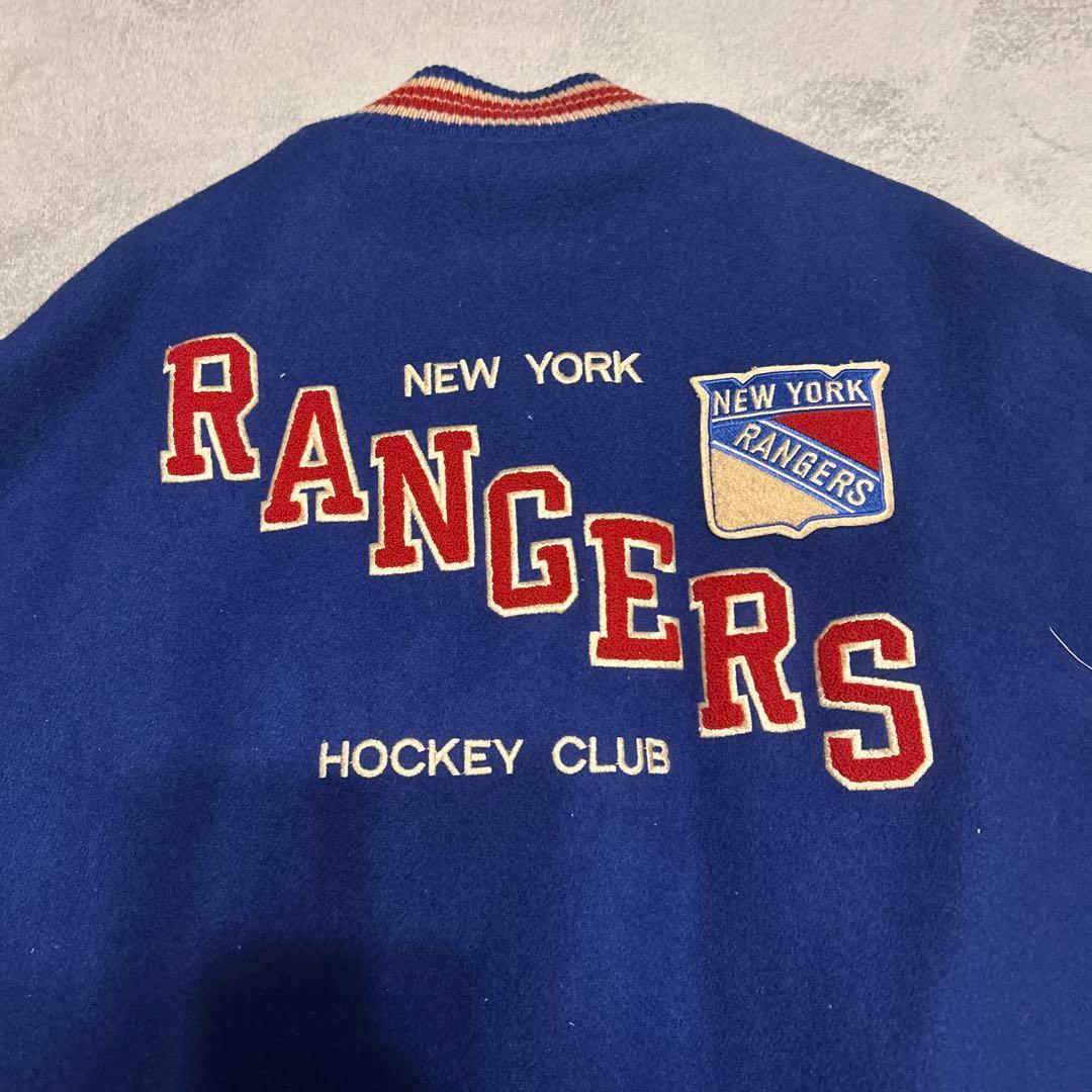 スタジャン　NHL ニューヨークレンジャーズ　ビーバールーツ　カナダ製　袖革