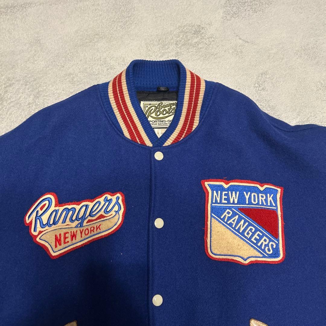 スタジャン　NHL ニューヨークレンジャーズ　ビーバールーツ　カナダ製　袖革