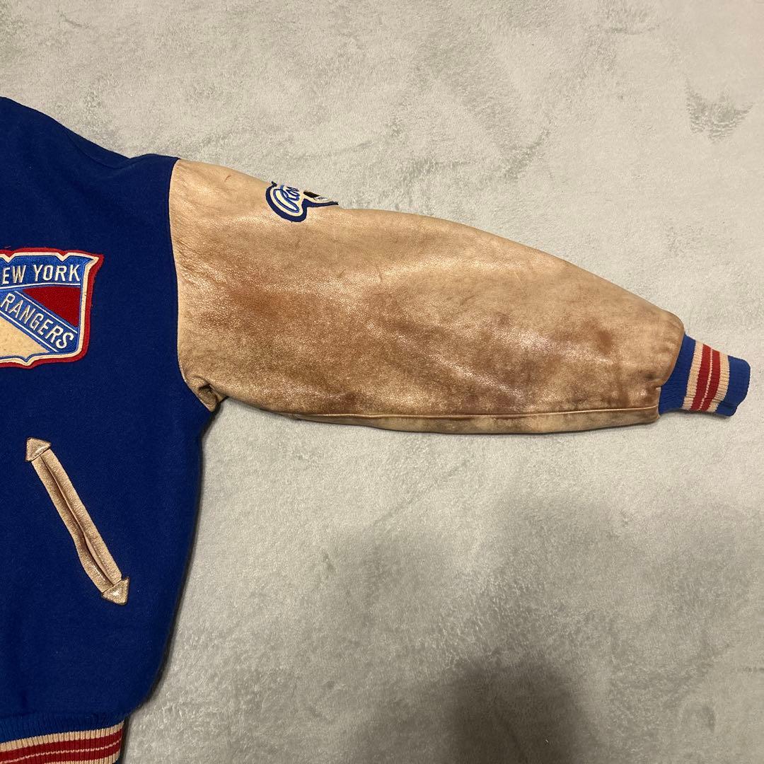 スタジャン　NHL ニューヨークレンジャーズ　ビーバールーツ　カナダ製　袖革