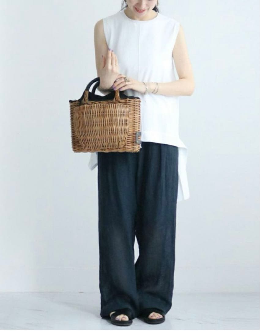 【あきあき】ebagos ポケット付バスケットBLACK