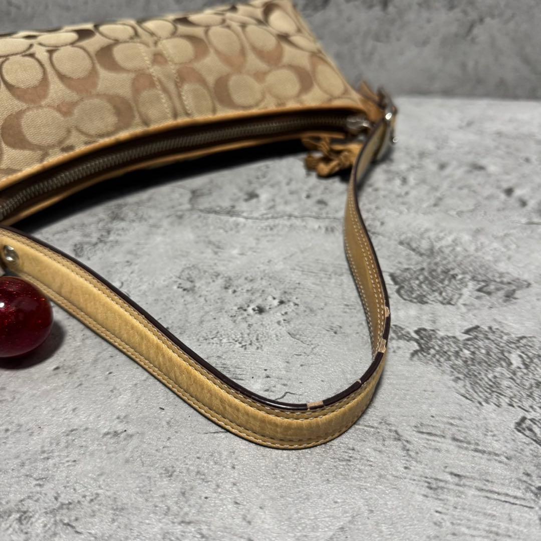 バッグ Coach Signature Beige Accessory Pouch