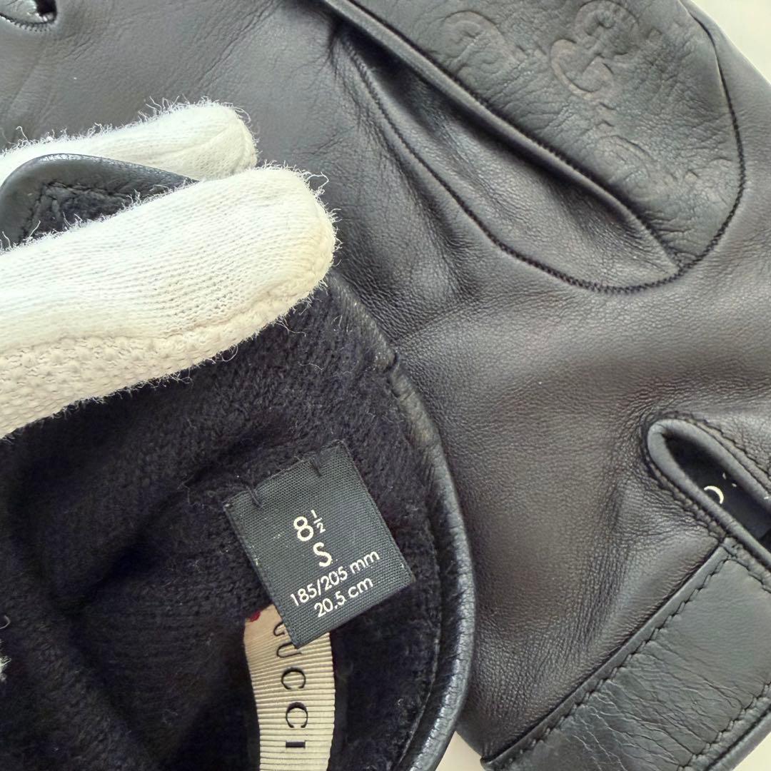 美品 GUCCI 手袋 グローブ シマ GG柄 ラムレザー カシミヤ メンズ