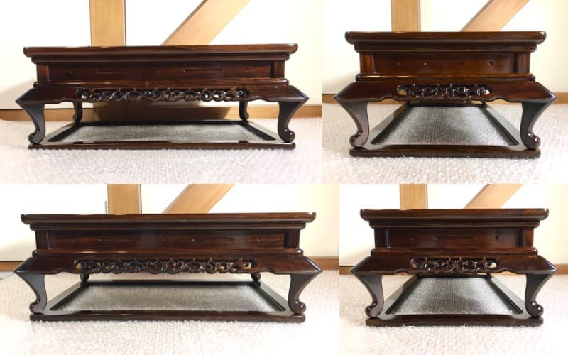 【勝峰作】花台 飾り台 螺鈿細工 金彩蒔絵 机 ガラス付属 ①