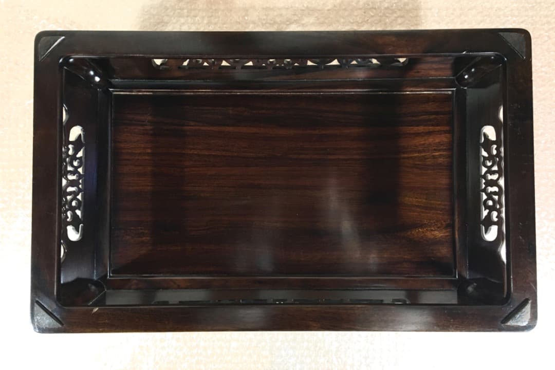 【勝峰作】花台 飾り台 螺鈿細工 金彩蒔絵 机 ガラス付属 ①