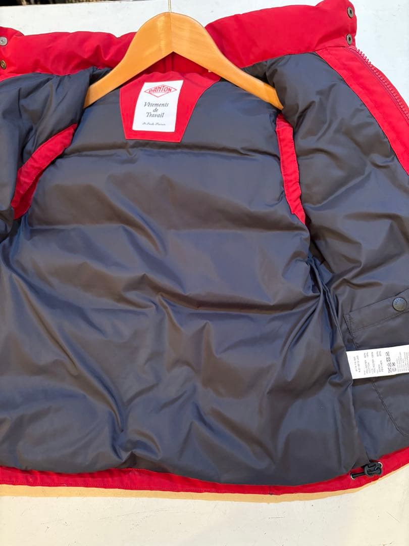 DANTON ダウンベスト レッド サイズ36 フード付き 赤