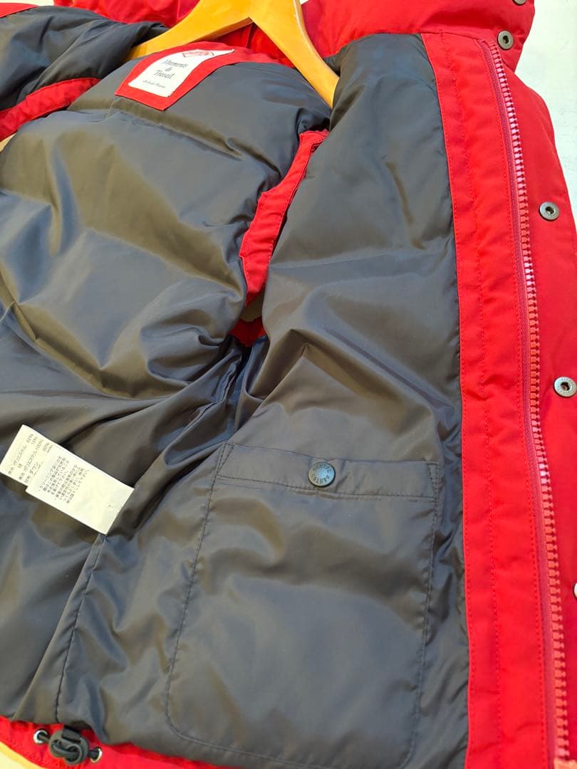 DANTON ダウンベスト レッド サイズ36 フード付き 赤