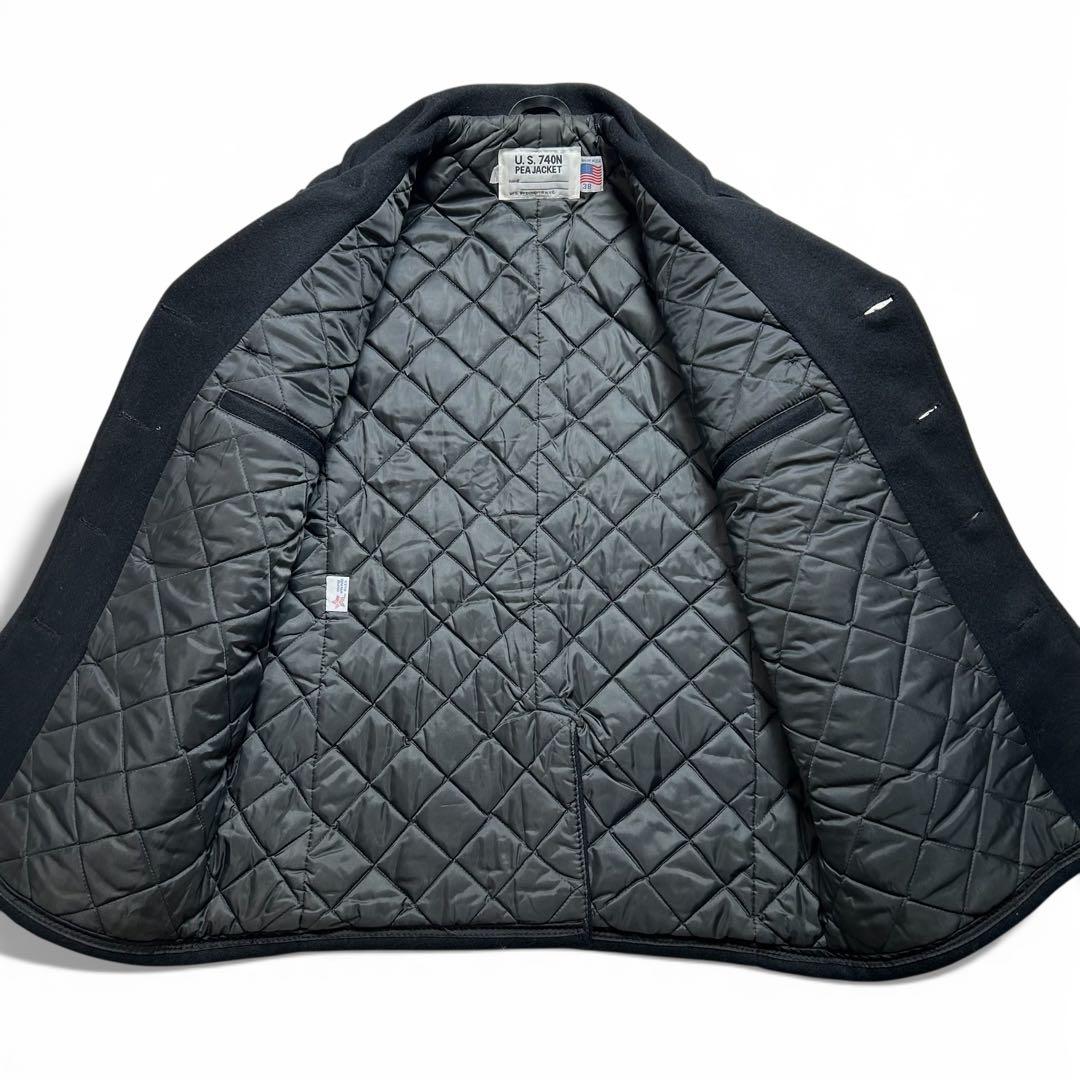 Schott ピーコート 裏地キルティング メルトン 黒 38