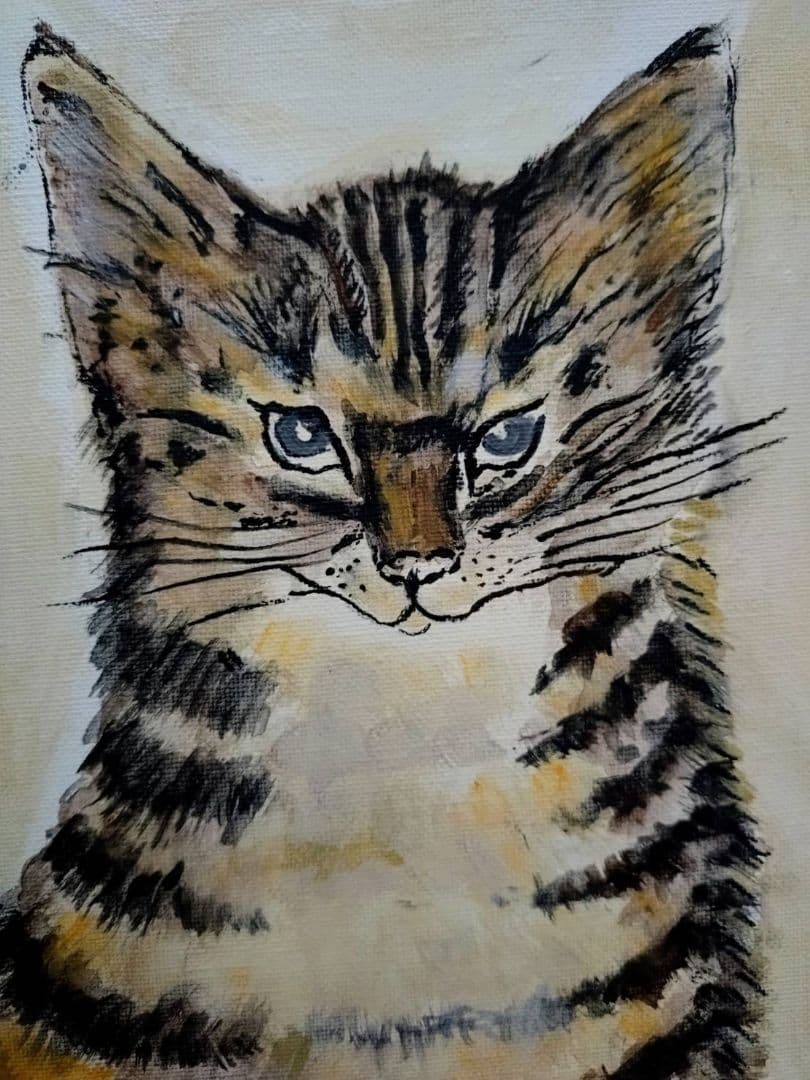 【F6号】藤田嗣治【猫】手描き作品/表裏サイン・鑑定書有/油彩/水彩/額縁/額装