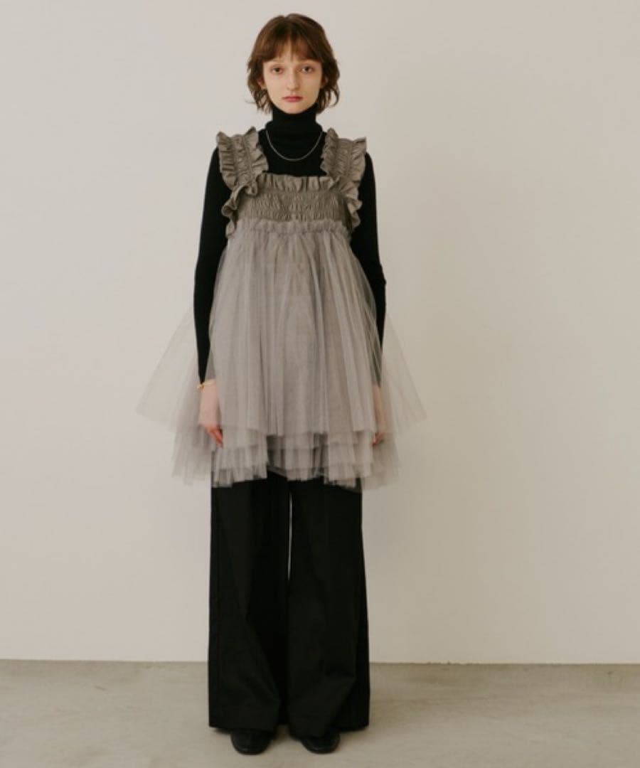 PERNA チュールギャザーキャミソール