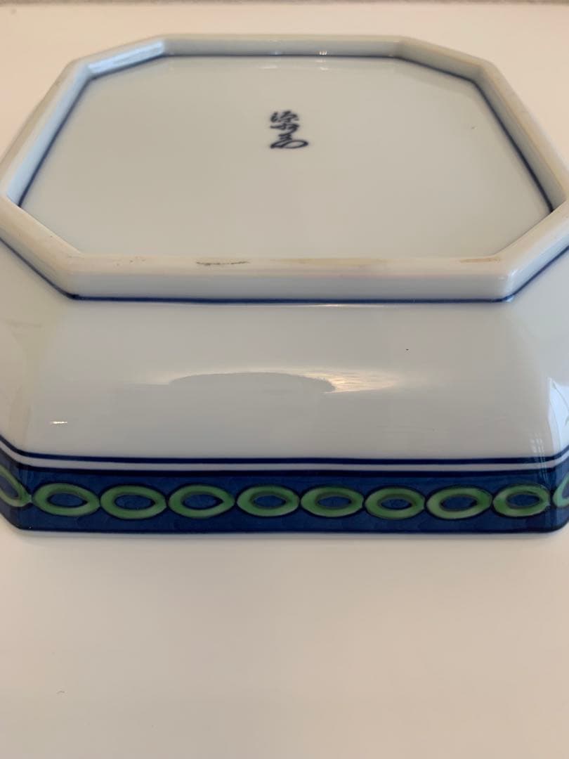 源右衛門窯　緑彩葡萄絵方皿　【新品-未使用】