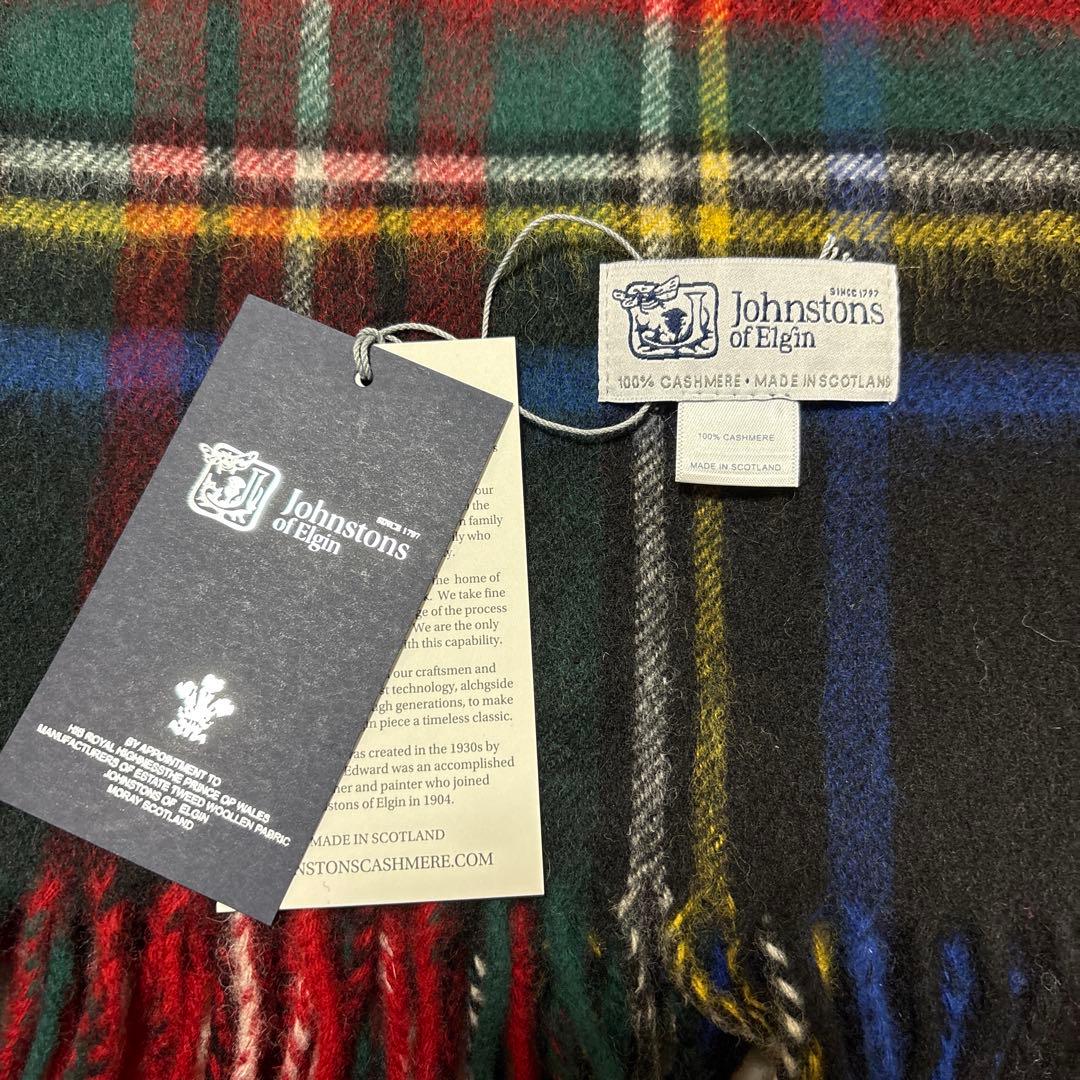 新品　ジョンストンズ　大判　カシミヤ　ストール　タータンチェック