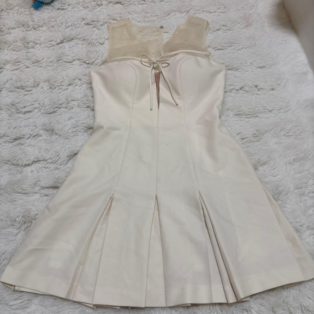 ROBE de FLEURS センターリボンシアーチュールフレアミニキャバドレス