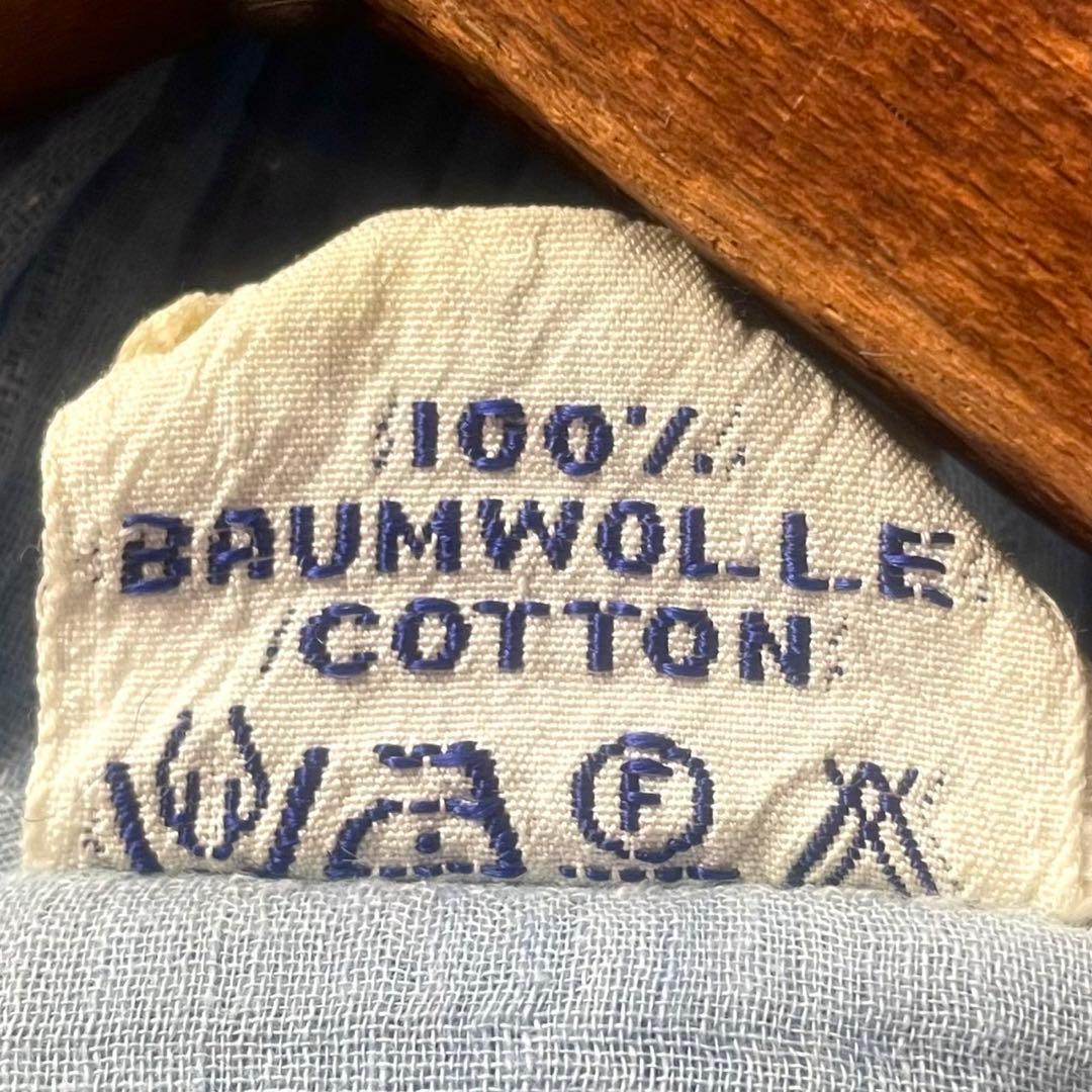 70s vintage インド綿　ブルー　シルバーラメ　ストライプ　ワンピース