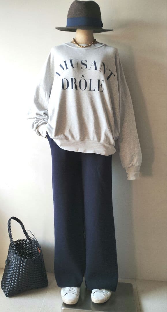 C7011 ロゴスウェット×ニットパンツ