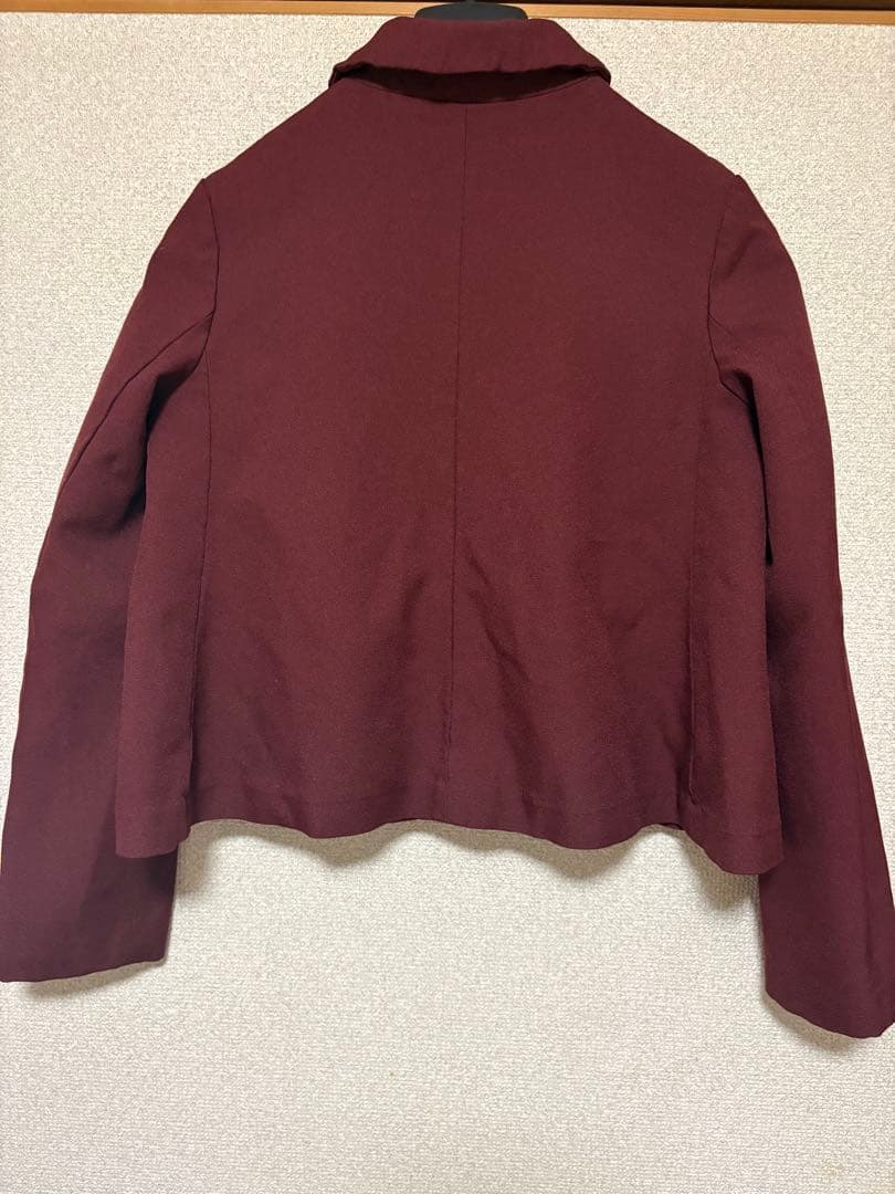 美品　コムデギャルソンガール　ボルドーポリ縮絨ショートジャケット