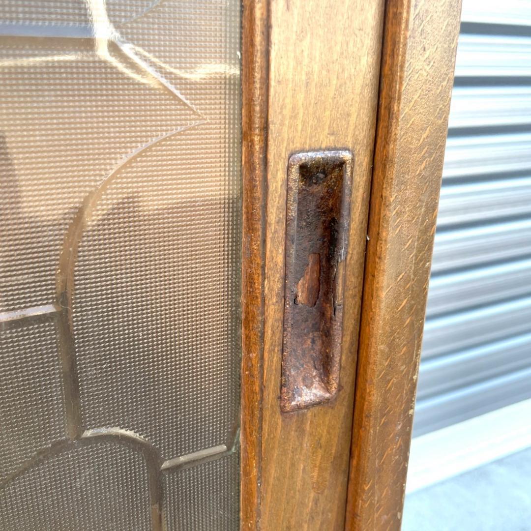 アンティーク ガラス すりガラス 食器棚 飾り棚 昭和レトロ 本棚 キャビネット