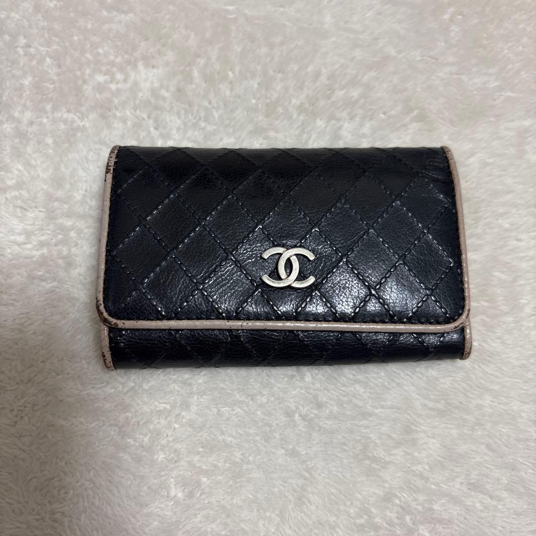 正規品　シャネル　キーケース　6連　ワイルドステッチ　レザー　黒　CHANEL