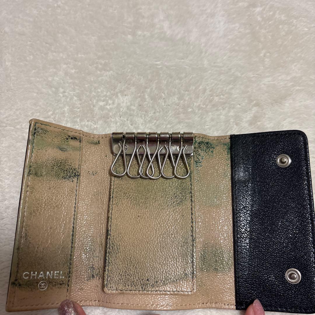正規品　シャネル　キーケース　6連　ワイルドステッチ　レザー　黒　CHANEL