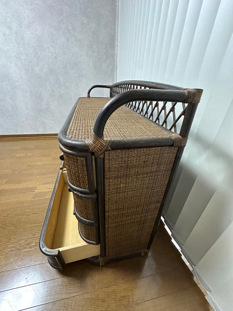 【送料込】籐 ラタンチェスト 4段 5引出し&4段10引出しの2個セット