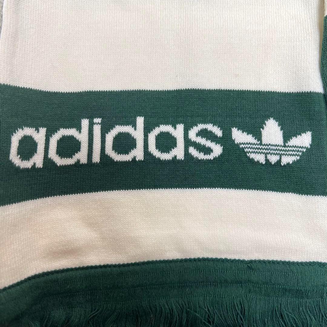 未使用 超希少 adidas オリジナルス ロゴ 太ボーダーマフラー 緑白