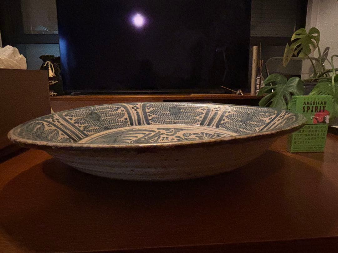 双鳥文様 陶器皿 スペイン製 木箱付き