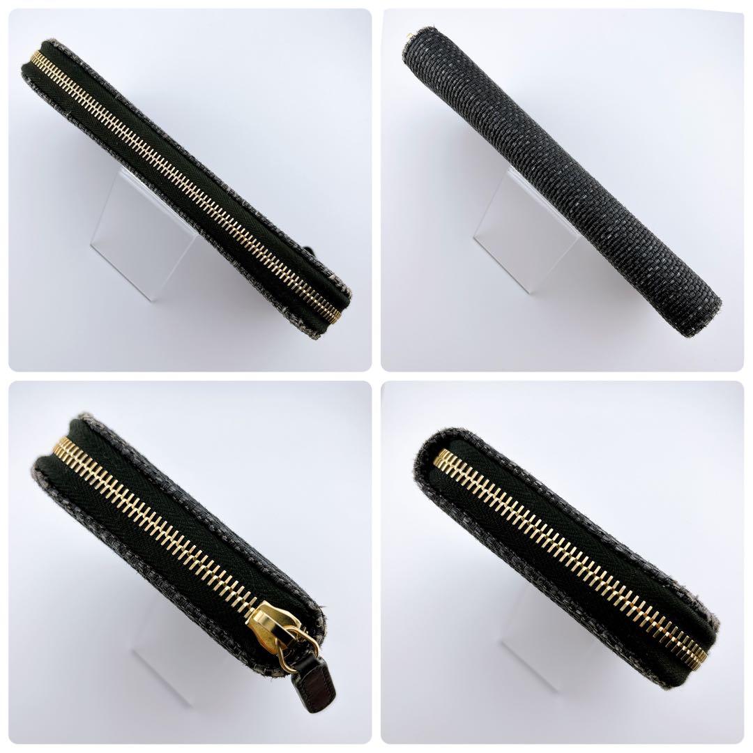 シャネル 長財布 ツイード ドーヴィル ラウンドファスナー レディース ブラック