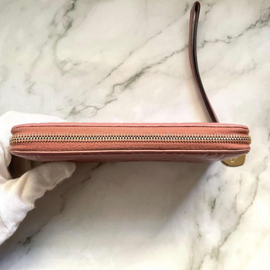 グッチGUCCI シマレザー　長財布　ラウンドファスナー　0111-⑥