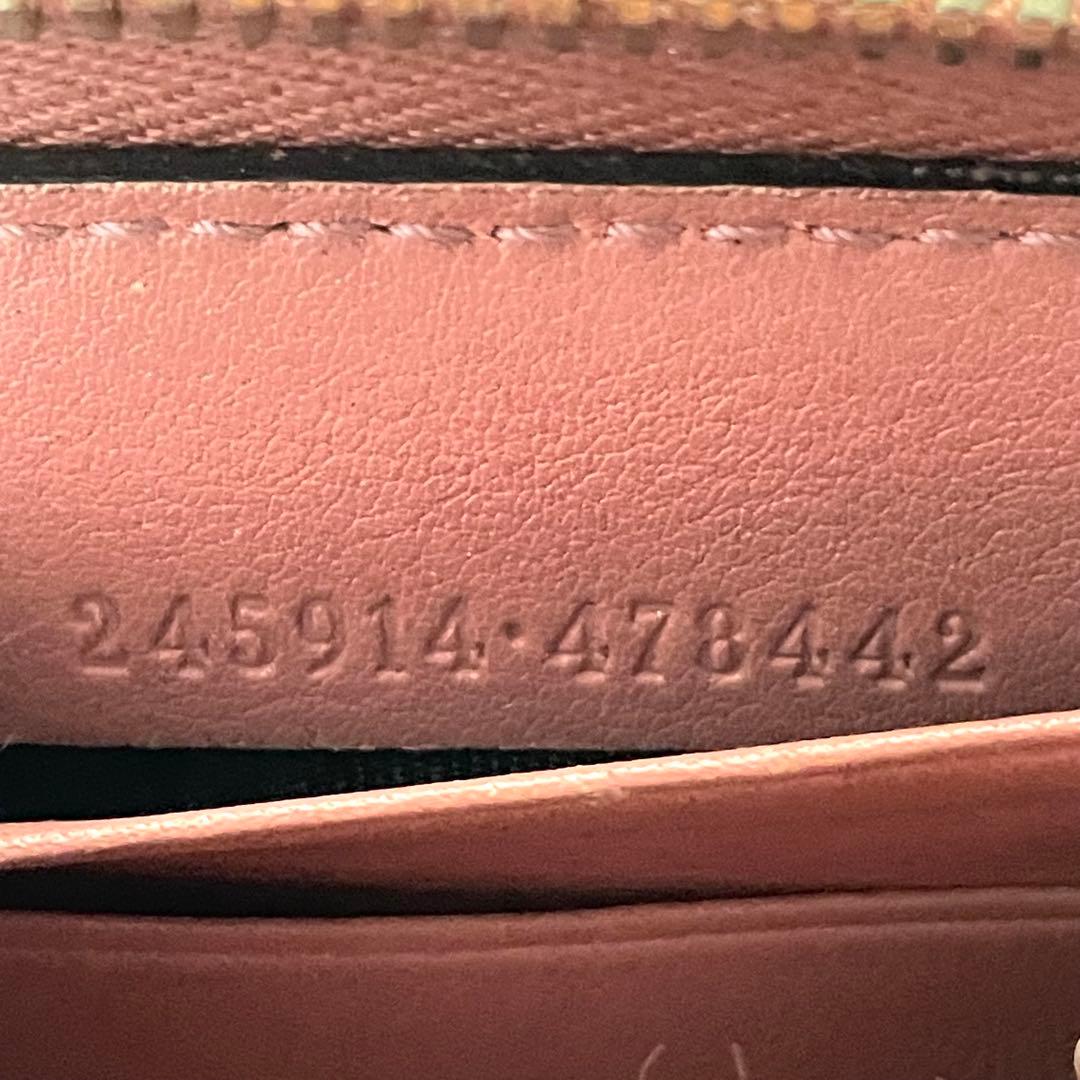 グッチGUCCI シマレザー　長財布　ラウンドファスナー　0111-⑥