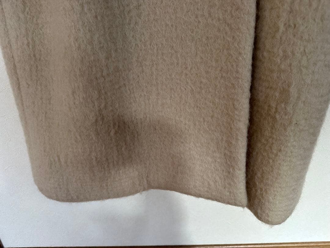 anuke アンヌーク Collarless Shaggy Coat36クリーム
