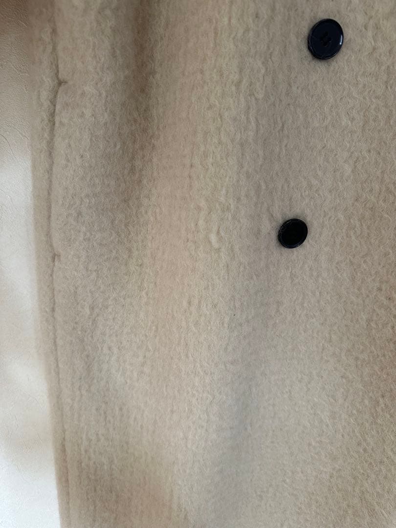 anuke アンヌーク Collarless Shaggy Coat36クリーム