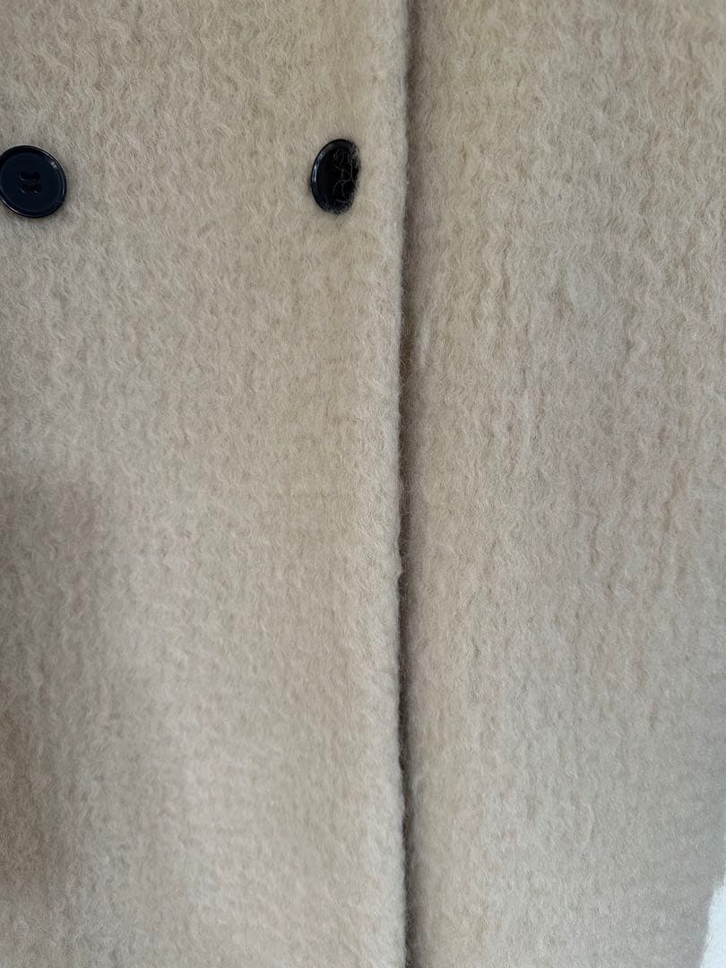 anuke アンヌーク Collarless Shaggy Coat36クリーム