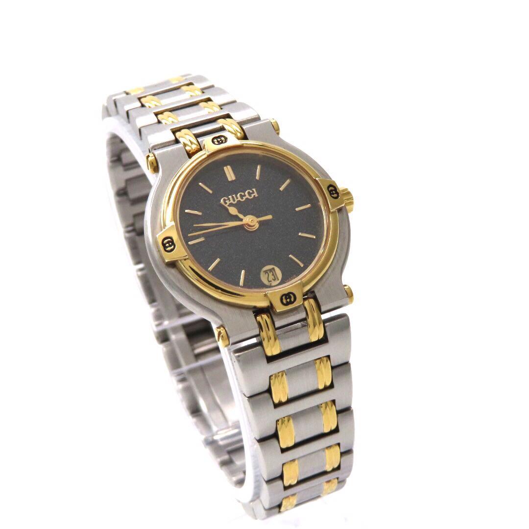☆極美品 9000L GUCCI グッチ 時計 コンビ ブラック レディース