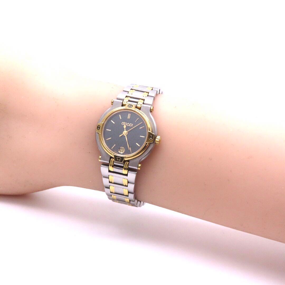 ☆極美品 9000L GUCCI グッチ 時計 コンビ ブラック レディース