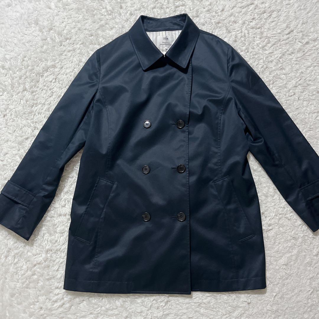 極美品✨23区 ダブルブレスト トレンチコート　ミドル丈　紺　ベルト　48