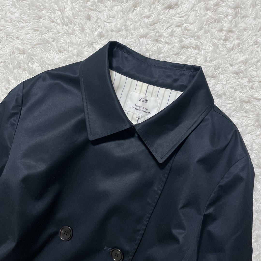 極美品✨23区 ダブルブレスト トレンチコート　ミドル丈　紺　ベルト　48